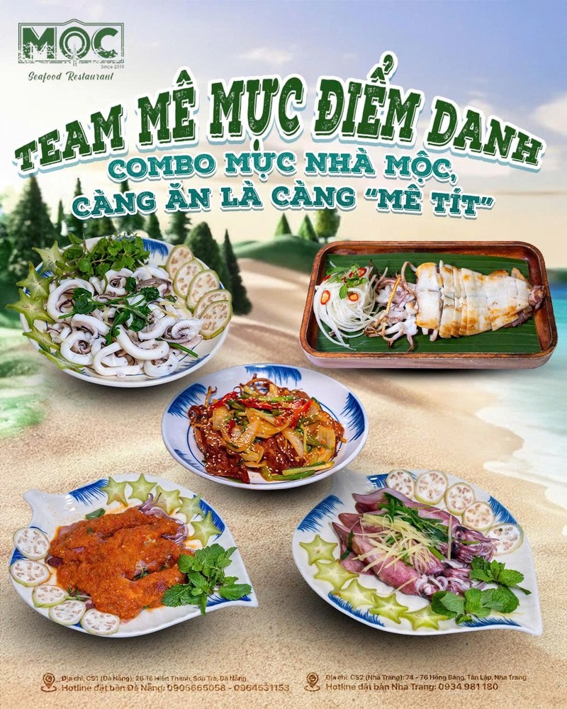 trải nghiệm trực tiếp các món mực tại Mộc Seafood